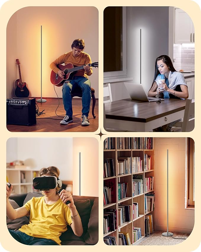 EDISHINE LED Corner Lamp, 57.5" Tall Slim Sleek Floor Lamps - Image 6