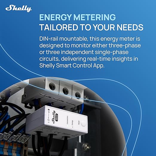 Shelly 3EM-63W Gen3 | Wi-Fi Operated Smart 3-Phase Energy Meter | Home - Image 2