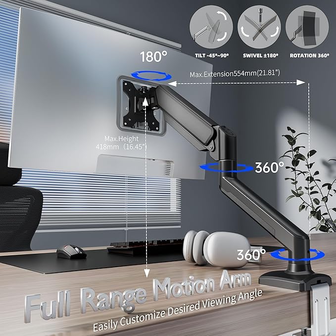 Single Monitor Arm Desk Mount，Gas Spring Monitors Arm - Image 6