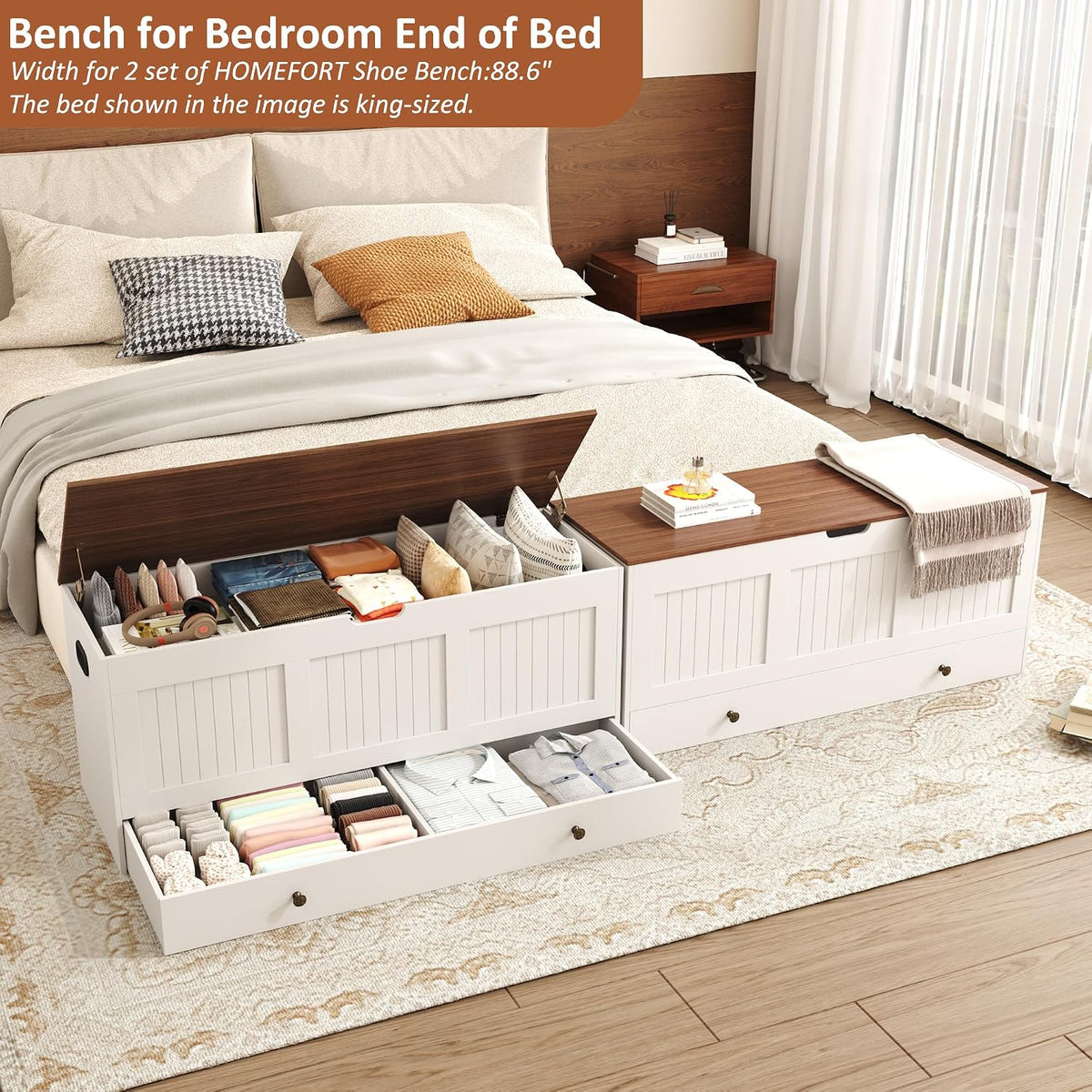 homefort 44.3" storage chest with 2 drawers, retro shown in use