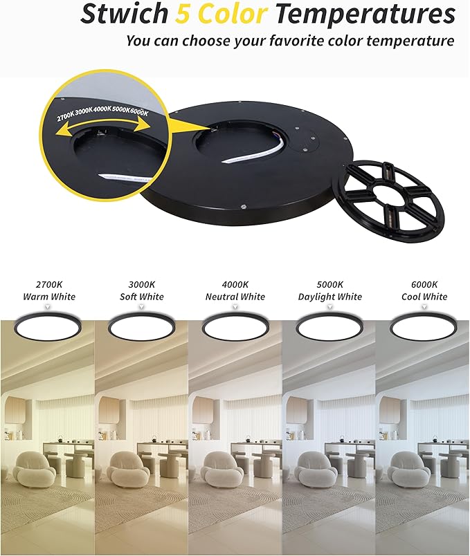 4Pack 12 Inch Dimmable Led Flush Mount Ceiling Light Fixture, 5CCT Selectable - Image 5