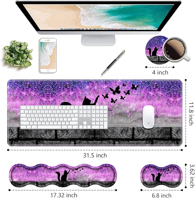 Ergonomic Keyboard Wrist Rest & Mouse Pad Wrist Rest Set, Large XXL Gaming Desk - Image 2