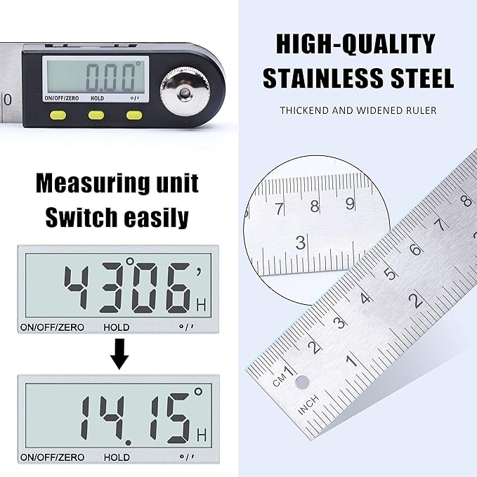 Yangoutool Digital Angle Ruler 20inches/500mm Stainless Steel Digital Angle - Image 6