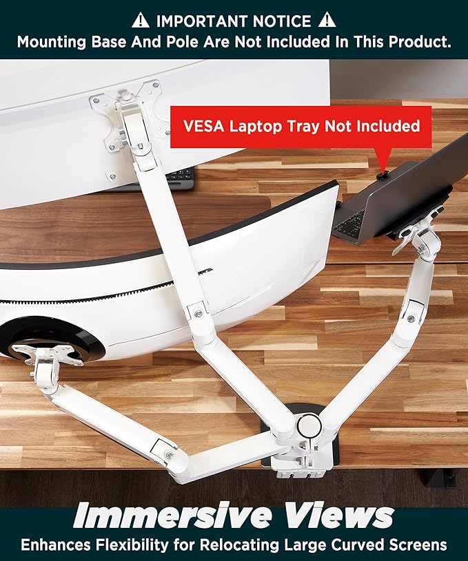 ULTRARM Heavy Duty Extension Arm Dual 49" Vertical Stacked Monitor Mount Height - Image 5