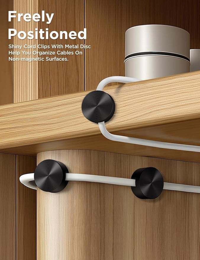 Magnetic Cord Holder Metal Black, Maveek Silicone Cable Clips Magnet Wire - Image 4