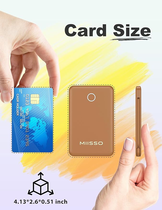 miisso 6000mah Ultra Slim Built in Cables Power Bank, Card Size Built in USB C - Image 2