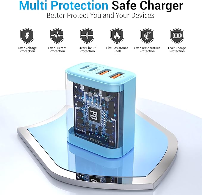 TT&C USB C Block 40W, 4 Ports Wall Plug Fast Charging Block, PD+QC Multiport - Image 2