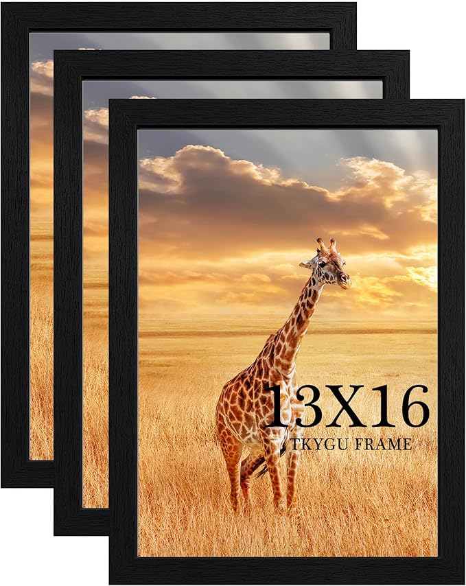TKYGU 13x16 Picture Frame Set of 3, Wooden Frame Wall Gallery Poster Black by TKYGU