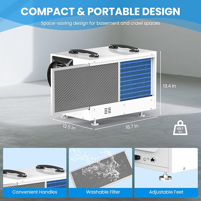 CADPXS Crawl Space Dehumidifier, 125 Pints Commercial Dehumidifiers - Image 8