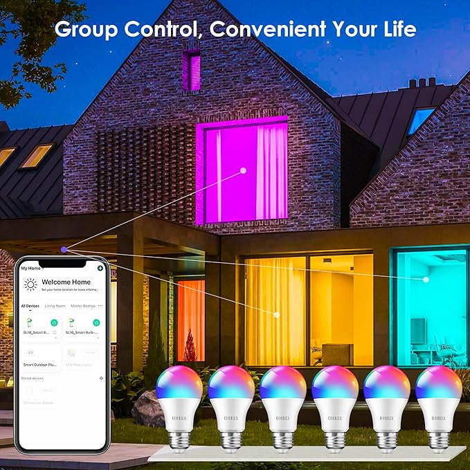 OHLUX Smart Light Bulbs 8Pack, WiFi & Bluetooth, RGB Color Changing, 100W - Image 4