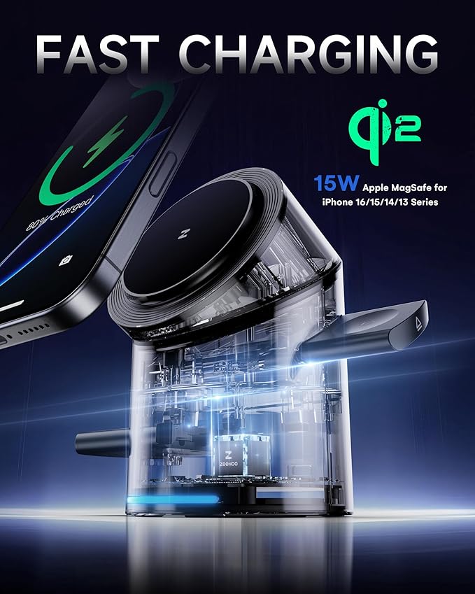 ZEEHOO 3 in 1 Charging Station for Apple Devices, Mag-Safe Charger Stand - Image 2