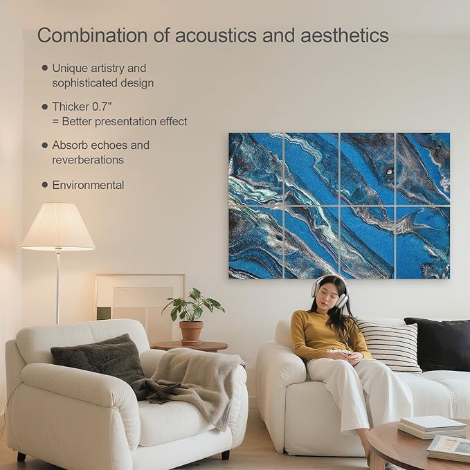 UMIACOUSTICS 8 Pcs 0.7Inch Thick Art Acoustic Panels, Total 47.2” x 31.5” - Image 4