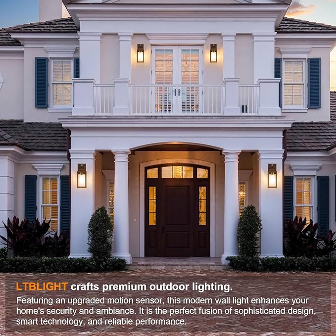 LTBLIGHT 2-Pack Motion Sensor Porch Lights Outdoor, Farmhouse Brown Dusk to - Image 8