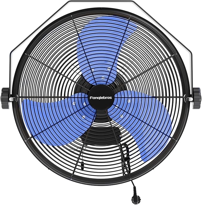 Fanqiebros 4580 CFM 18 inch High Velocity Wall Mounted Fan, 3-Speed Metal Fan by Fanqiebros