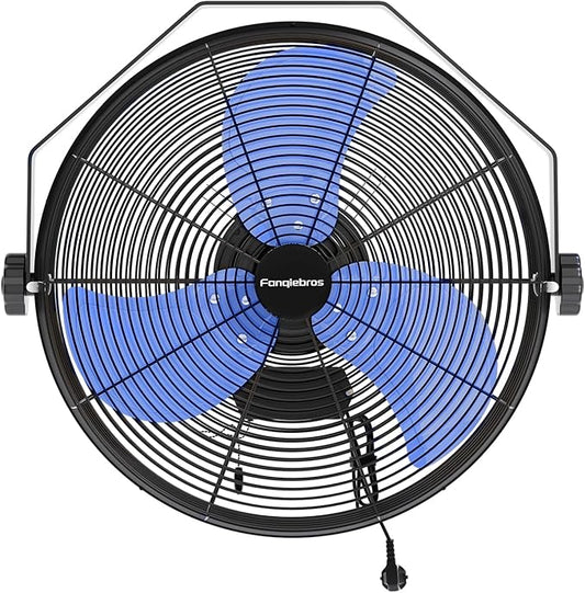 Fanqiebros 4580 CFM 18 inch High Velocity Wall Mounted Fan, 3-Speed Metal Fan by Fanqiebros