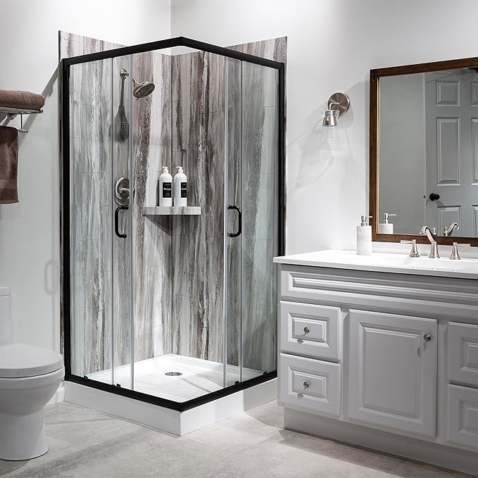 Palisade 78in x 36in x 36in Waterproof Vinyl Corner Shower Surround Kit - Image 3