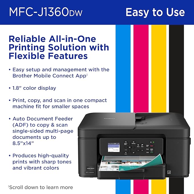 Brother Work Smart 1360 Wireless Color Inkjet All-in-One Printer - Image 6