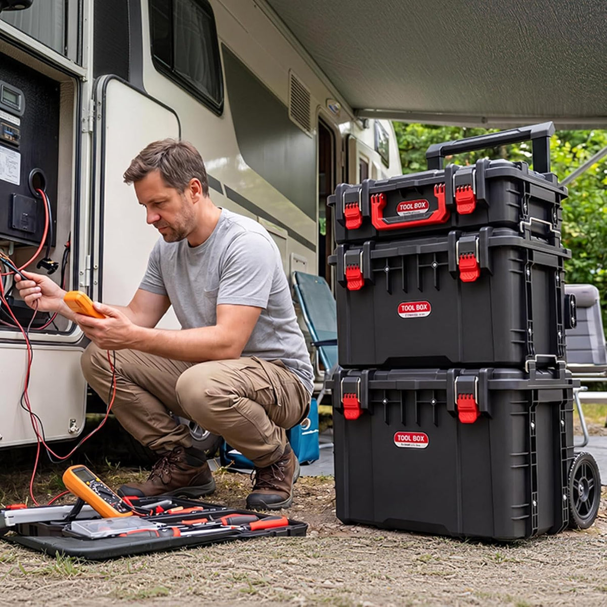 jeko&jeko 3-piece rolling modular tool box system with, view 9