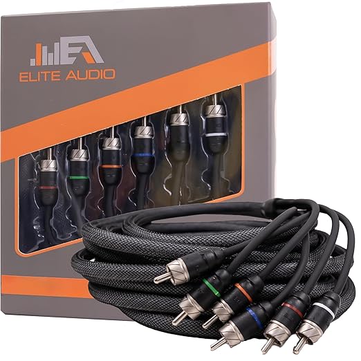 Elite Audio Premium Series 15ft. 6-Channel Car Audio RCA Cable – Double Shielded by EliteAudio
