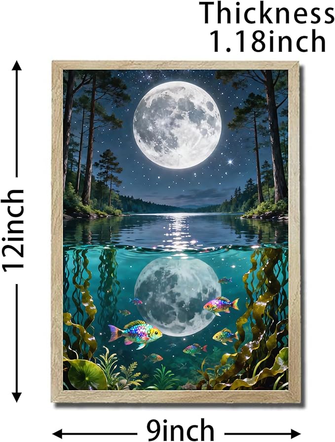 URVIP LED Glowing Photo Frame, 3D Starry-Sky Moon Animal Wall Art, 9x12 Inches - Image 2