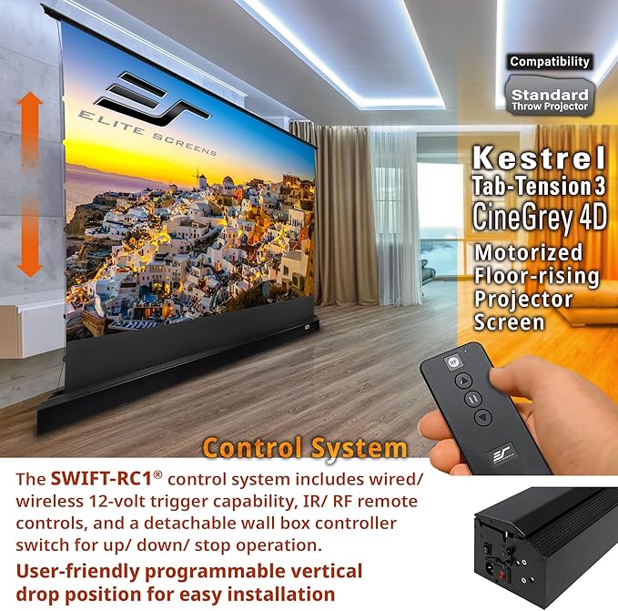 Elite Screens Kestrel Tab-Tension 3 CineGrey 4D, 122 inch 16:9, Standard Throw - Image 5