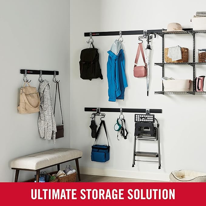 Rubbermaid FastTrack Garage Storage Utility Hooks 5 Piece Black All in One Rail - Image 7