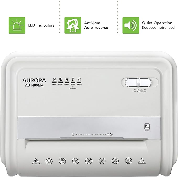 Aurora AU1480MA Professional Grade 14-Sheet Micro-Cut Paper and CD/Credit Card - Image 5