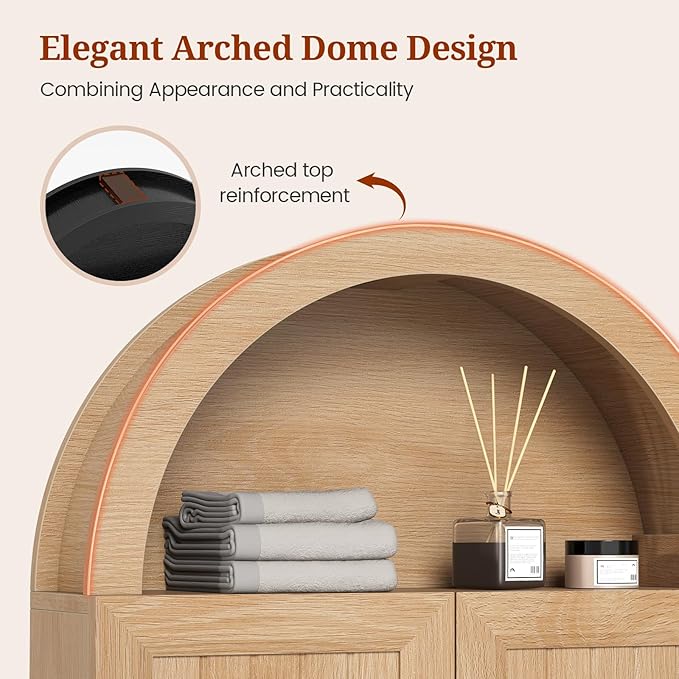Arched Bathroom Wall Cabinet, 23.6 x 30.3'' Over The Toilet Cabinet - Image 6