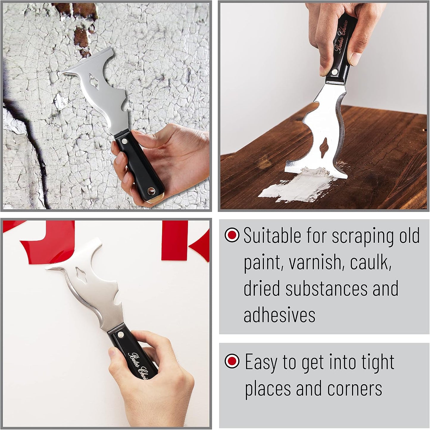 Bates- Paint Scraper, 10 in 1 Painters Tool, Scraper for Wood | for Paint Removal and Surface Cleaning