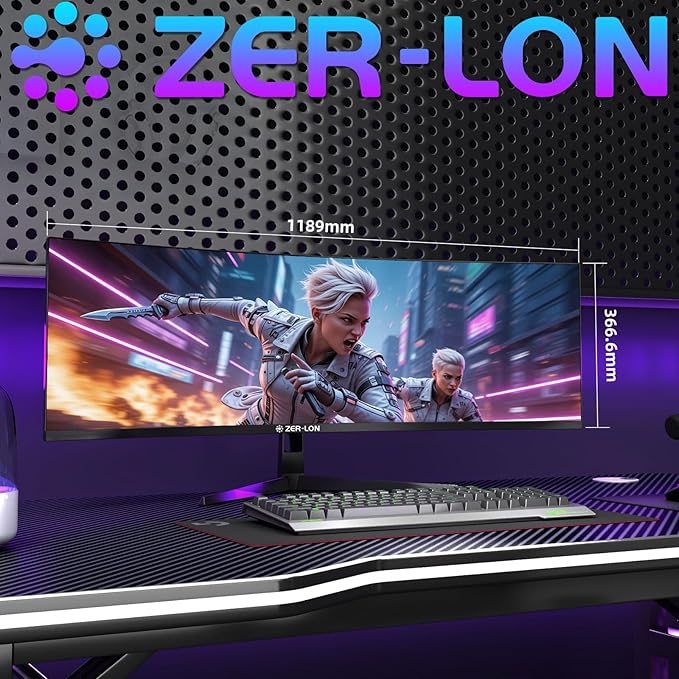 ZER-LON 49" Curved Gaming Monitor 165Hz 1500R 32:9 Daul QHD 5120 x 1440 - Image 8