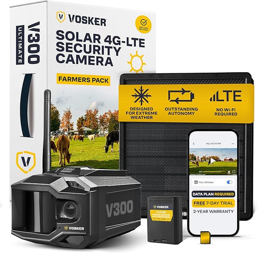 Vosker V300 Ultimate Farmers Pack Outdoor Security Camera by Vosker