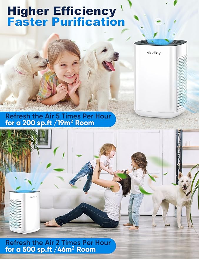 Priestley Air Purifier for Bedroom, Dorm Up to 1100Ft², Smart WiFi Air Purifiers - Image 2