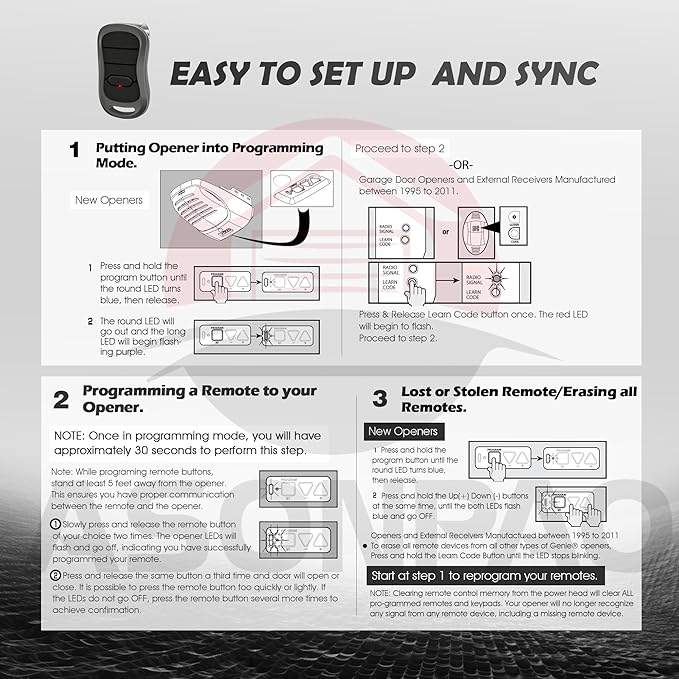 2 for Genie Garage Door Opener Remote G3T-R G3T-A G3T-BX - Image 9