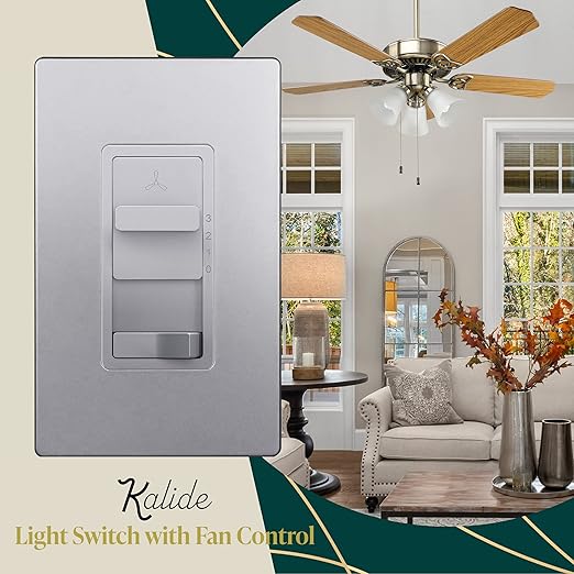 TOPGREENER Kalide Light Switch and 3-Speed Ceiling Fan Control Combo, in Wall - Image 2