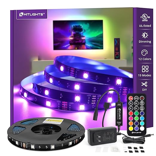 32.8ft LED Strip Lights, HitLights RGB 5050 Color Changing LED Light Kit Ultra by HitLights
