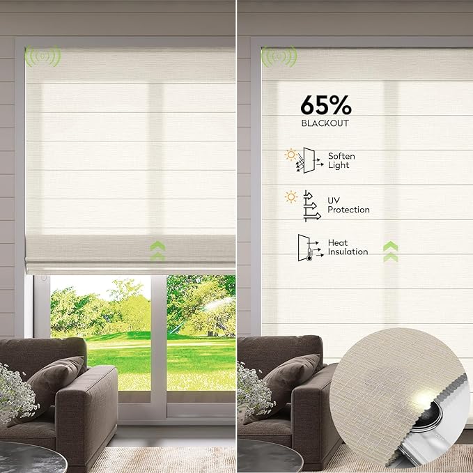 ZSTARR Smart Roman Shades Rechargeable Motorized Blinds - Image 3
