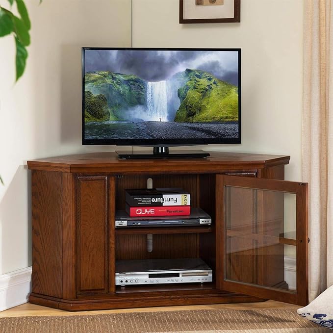 Opal Corner TV Stand for 50 Inch TVs, 46 Inch, Burnished Medium Oak, - Image 4