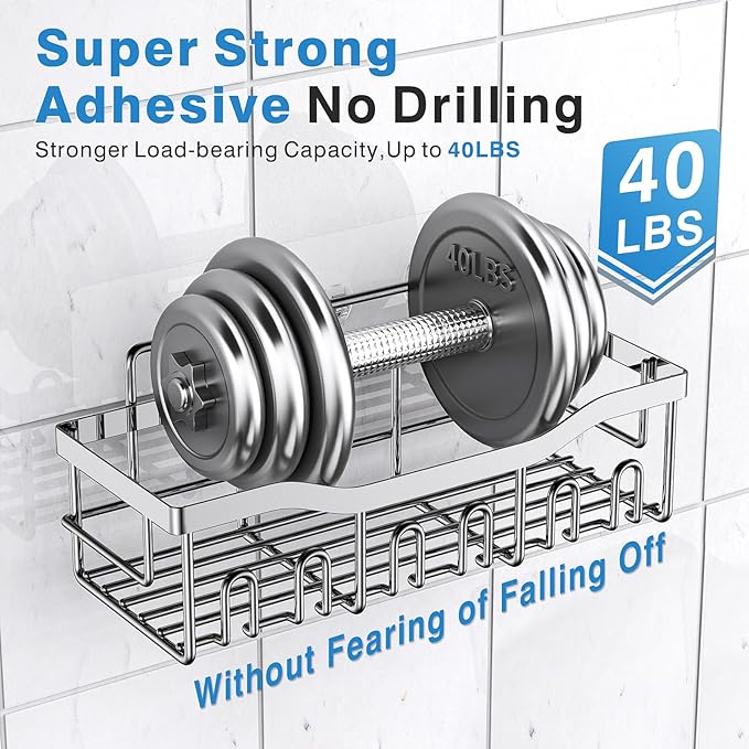EUDELE 5-Pack Rustproof Stainless Steel Shower Caddy – No Drill Adhesive - Image 4