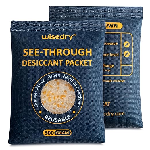 wisedry 2 x 500 Gram See-Through Silica Gel Desiccant Packets, Large Capacity by wisedry