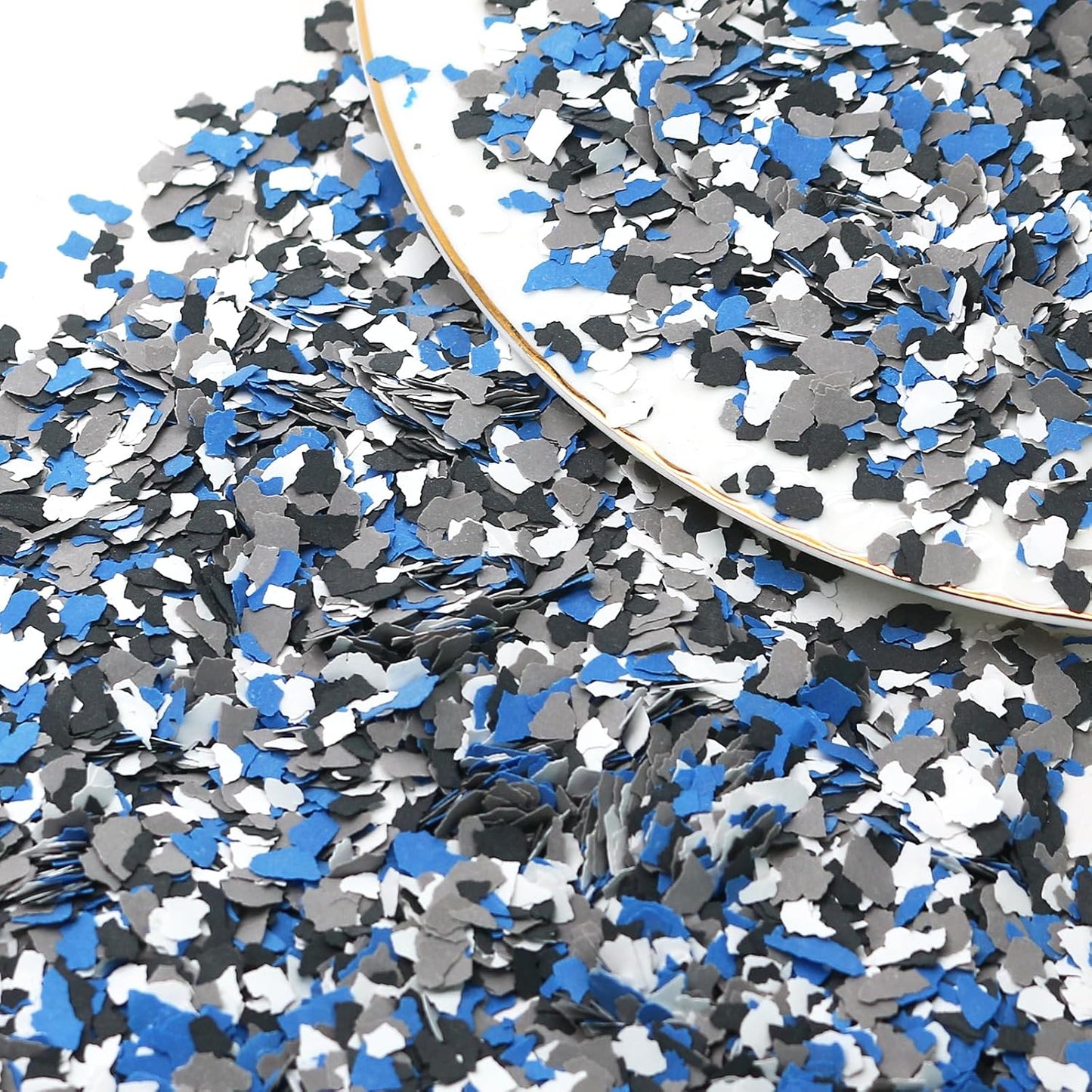 Biaungdo 360G Epoxy Floor Decorative Chips 3-5mm Black White Blue Gray | Natural Rock Material, 4 Color Blend Mix, Easy Sprinkle And Coat, For Garage Basement Workshop Floor, Covers Dirt And Traces