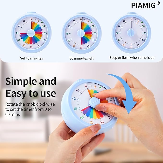 PIAMIG Visual Timer, 60-Minute Countdown Timer - Image 3