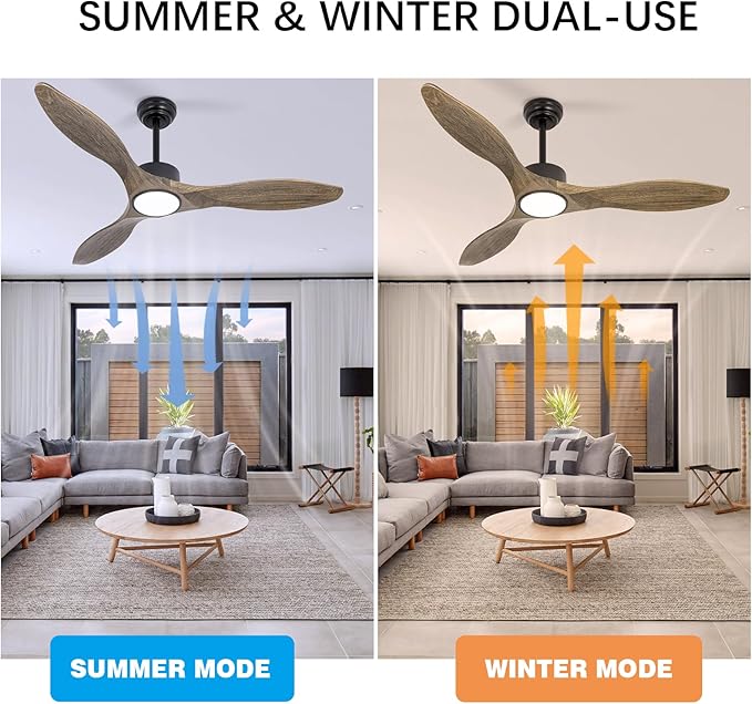 revoici Ceiling Fans with Lights Remote, 52inch Solid Amber Wood Ceiling Fan - Image 4