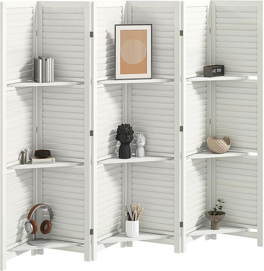 HOMCOM Room Divider, 6 Panel 67" Tall Wood Privacy Screen by HOMCOM