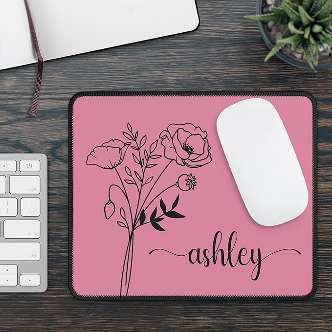 Hilis Personalized Gift Custom Mouse Pad, Personalized Birth Flower, Color and - Image 8
