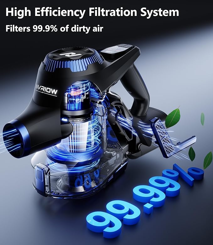 Nvriow Cordless Vacuum Cleaner for Home, 45Kpa Stick Vacuum, Max 80mins Runtime - Image 6