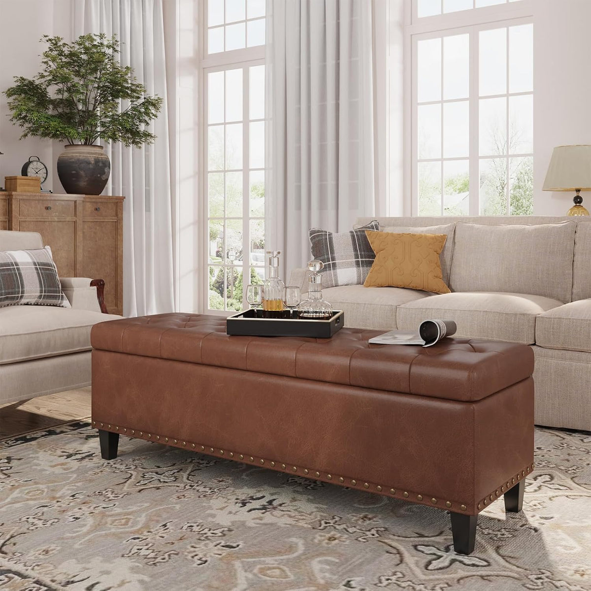 fivewillowise 51 inch storage ottoman bench,large end of, main product view