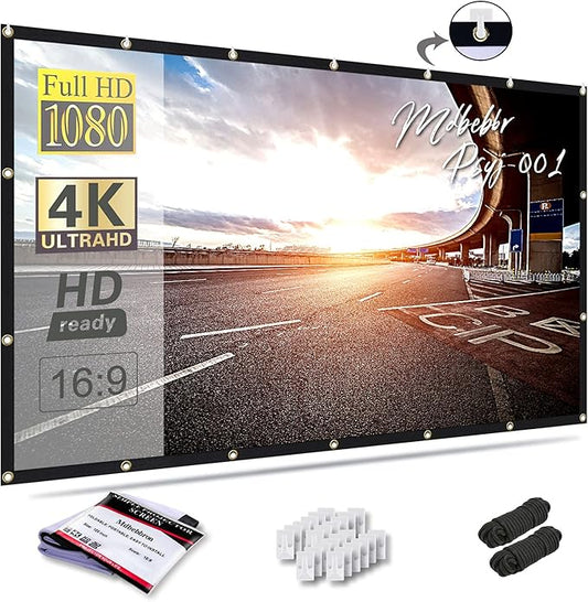 Mdbebbron 120 inch Projector Screen 16:9 Foldable Anti-Crease Portable by Mdbebbron