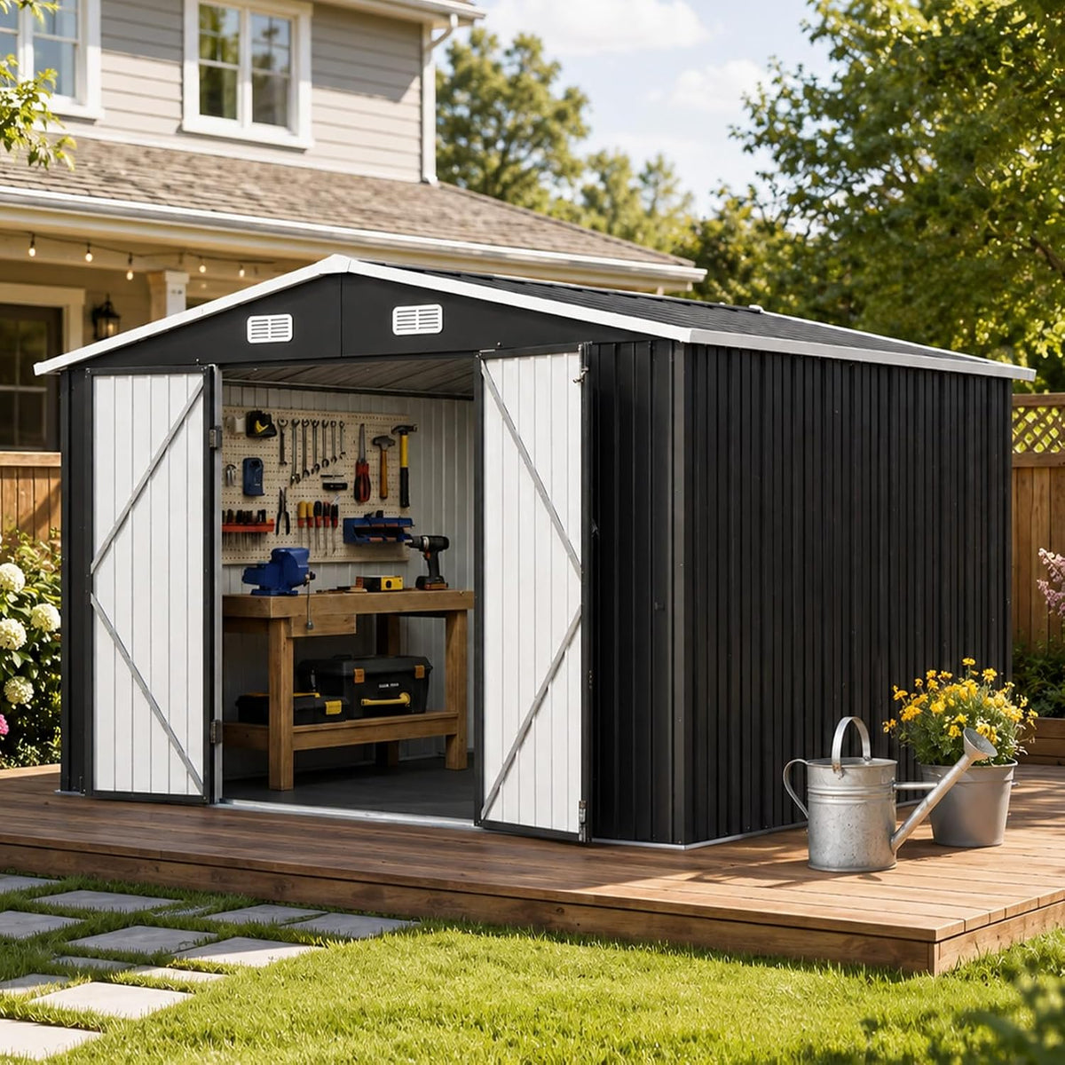 aoxun 10x12 ft shed outdoor storage shed with, main product view