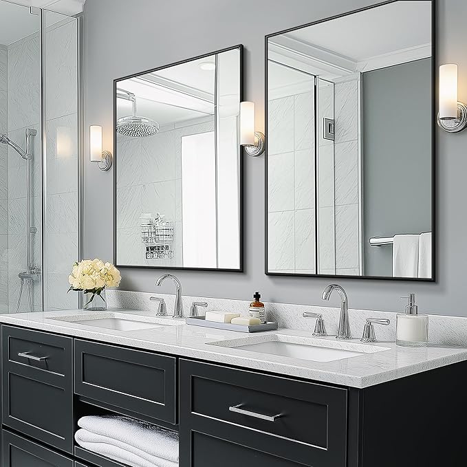Bathroom Vanity Mirror for Wall, 2 Pack 36" x 24" Metal Framed Rectangular - Image 8