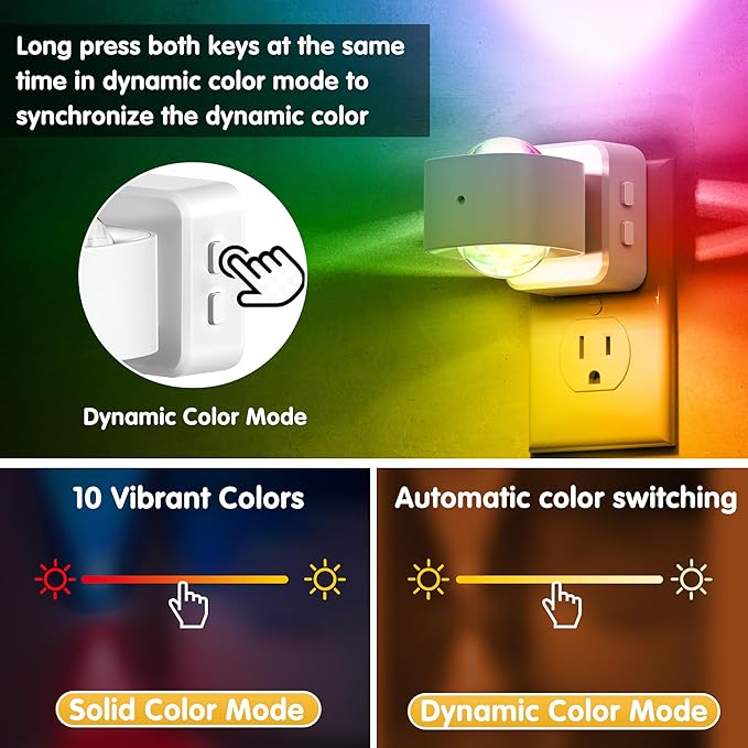 L LOHAS LED Night Light, Color Changing Night Lights Plug into Wall, Rotating - Image 6